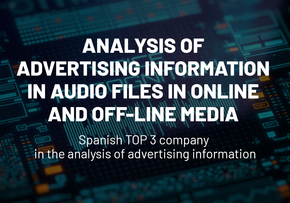 Analysis of advertising information in audio files in online and off-line media 